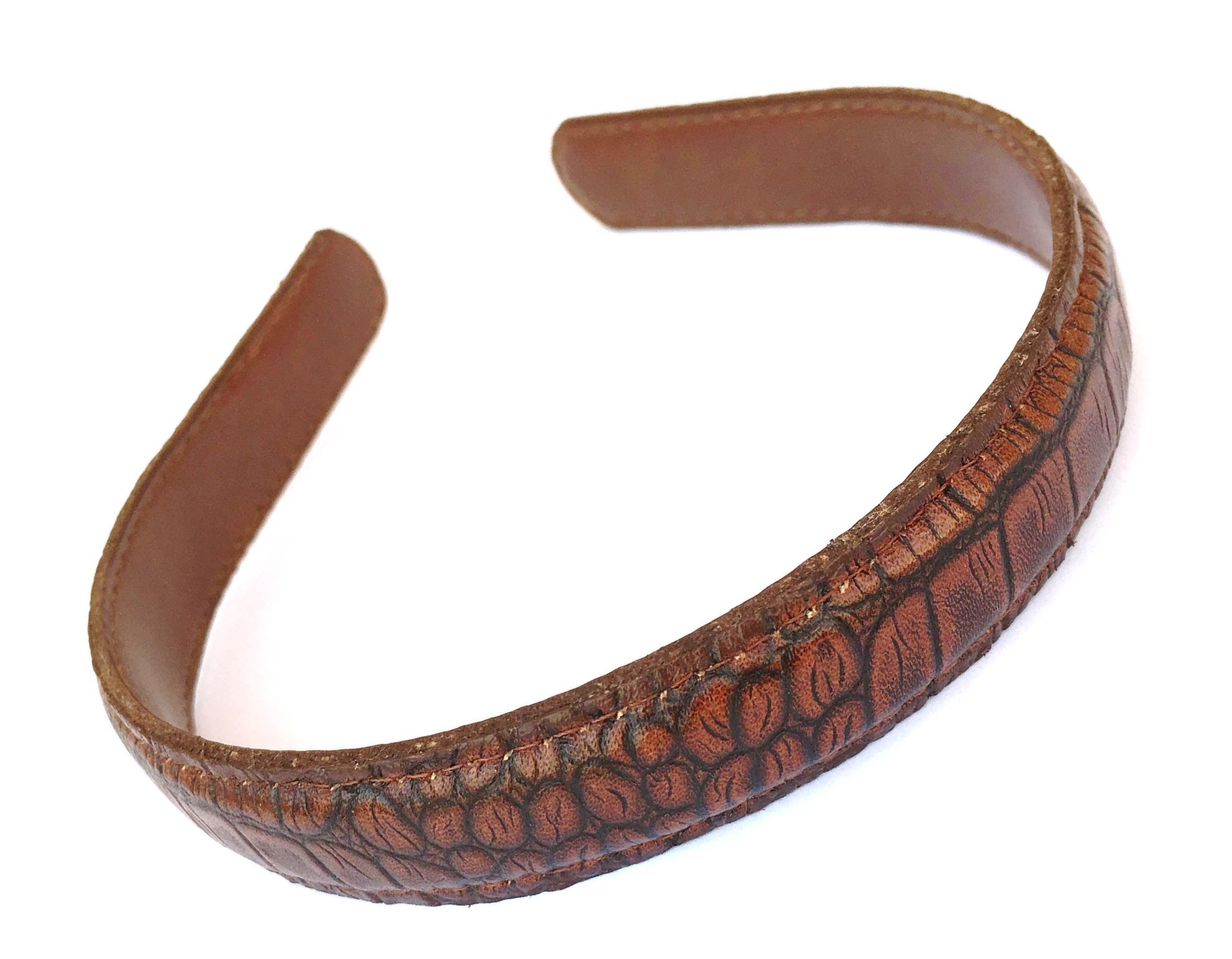Wardani, 4 Cm Alligator, gator leather headband stitched edges
